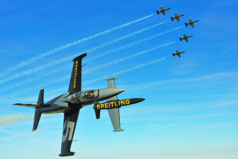 Here is a cool Breitling press photo. I would have taken one myself, but I was indisposed at the time. Also, they didn’t allow any cameras or cell phones in the cockpit.